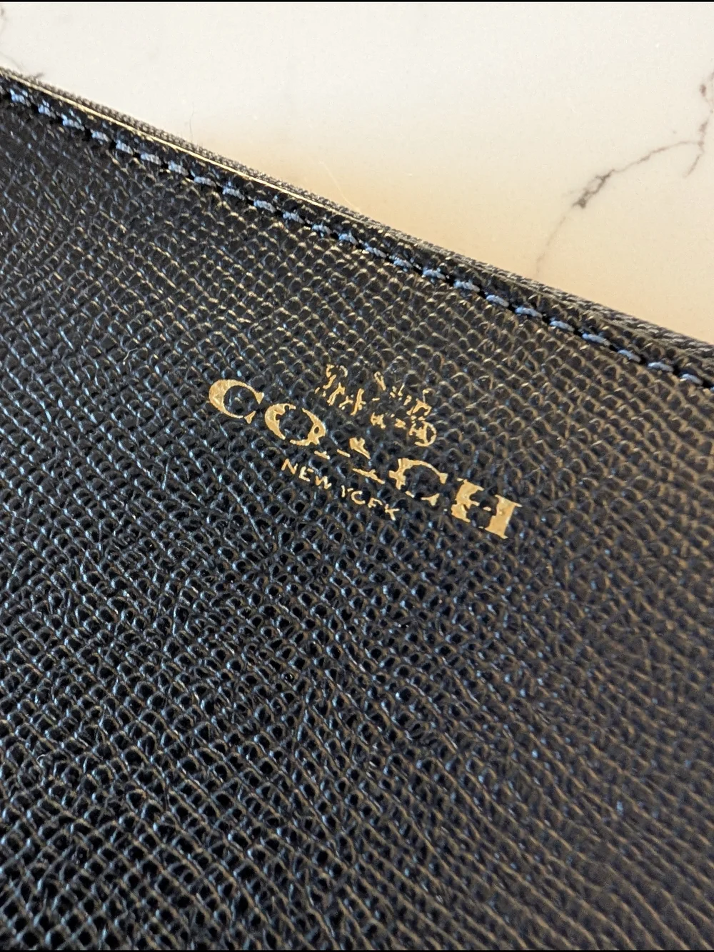 COACH Dark Navy Zip-Around Leather Wallet